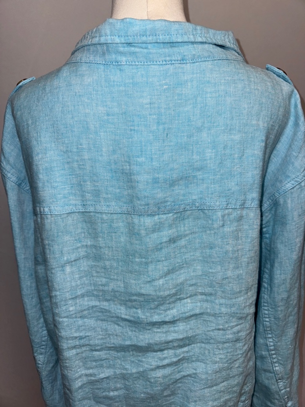Talbots Light Blue Button-Front Washed Linen Jacket Size XL - Picture 4 of 11
